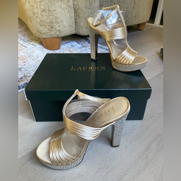 NIB! LAUREN RALPH LAUREN FIONA RHINESTONE PLATFORM SANDAL - Size 5 - Picture 3 of 11